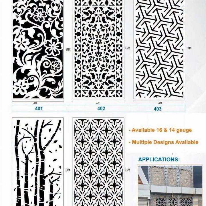 CNC Laser-Cut Panels 4 ft × 8 ft (Designs 401–405)