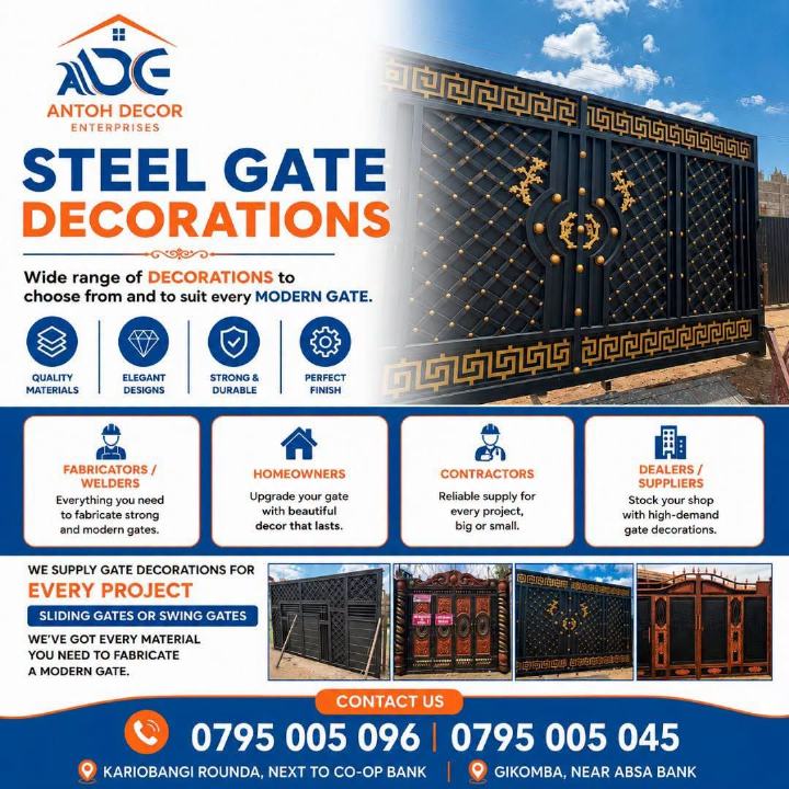 Modern Gate Decoration Ideas in Kenya: Spear Heads, Balls, Castings and Plates